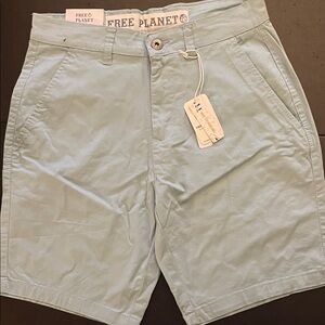 Free Planet Men's Sky Blue Flat Front Shorts
